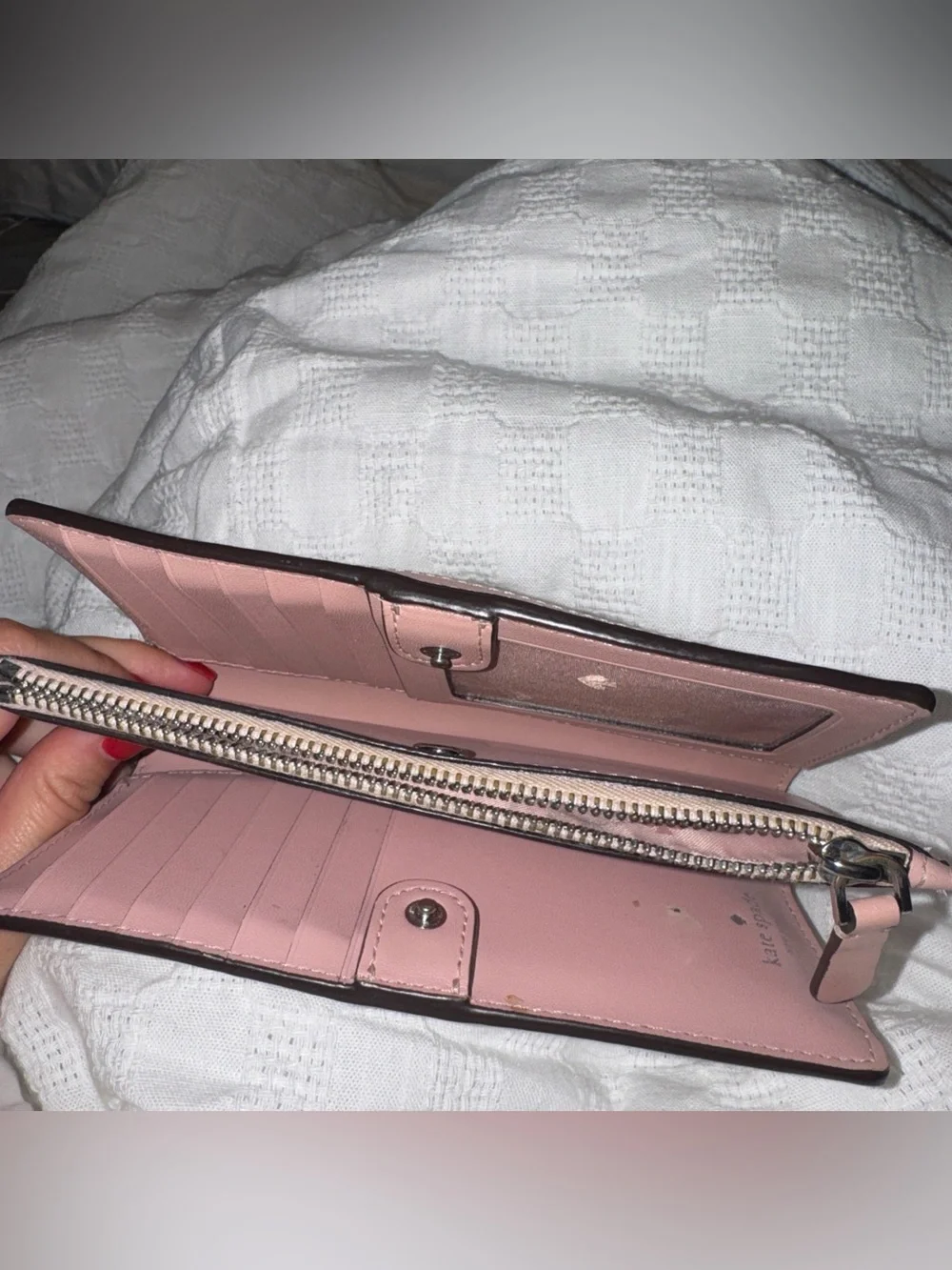 kate spade New York White and Pink Leather Wallet multicolored